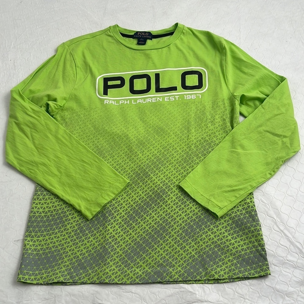 Ralph Lauren Polo lime green and gray logo long sleeve t-shirt